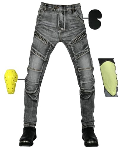 SHUOJIA Motorradhose Herren, Motorrad Jeans Damen Aus Aramidfaser, Unisex Motorrad Schutzhose Hose Mit Protektoren