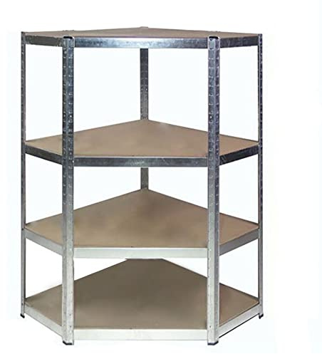 TAHA® Heavy Duty Corner Galvanised Steel Shelving Garage Racking Unit 175kg per shelf (4 Levels 1500mm H x 700mm/64cm W x 300mm D)