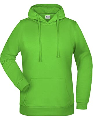 James & Nicholson Damen Basic Kapuzensweat - Leicht taillierter Kapuzenpulli mit angerauter Innenseite | Farbe: lime-green | Grösse: XXL