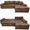 Vintage Ecksofa mit Schlaffunktion und Bettkasten 266x186 cm, Wellenunterfederung, Ottomane rechts, gemütliche Lounge Couch mit Mikrofaser-Stoff in Leder-Optik Braun / 18011