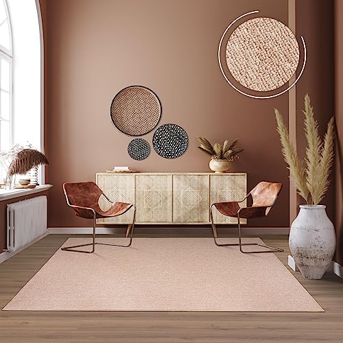 TT Home Waschbarer Wohnzimmer Teppich Esszimmer Kurzflor Unifarben Melierte Optik Modern, Farbe:Beige, Größe:120x160 cm