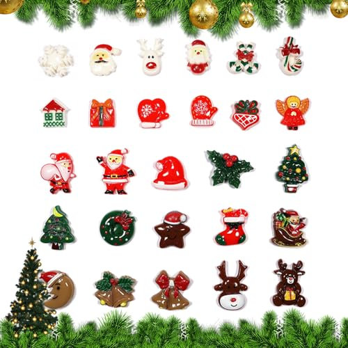 skytowards 54 Stück Mini Weihnachtsdeko Figuren Klein Miniatur Ornamente Figuren Weihnachten Deko Weihnachtsfiguren Mini Weihnachtsschmuck zum Basteln DIY Zubehör für Weihnachten