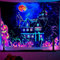 OSVINO Schwarzlicht Schloss Wandteppich 180X230CM Kürbisse Fledermäuse Mond Psychedelischer Tapisserie Halloween Ostern Neon Wandteppich für Schlafzimmer Wohnzimmer Hippie-Zimmer Dekor