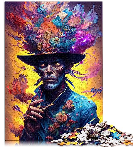für Erwachsene Puzzles Mann mit Hut Farbe 1000 Teile Puzzle für Erwachsene und Kinder ab 12 Jahren Papppuzzles Heimdekoration Puzzlegröße: 26 x 38 cm