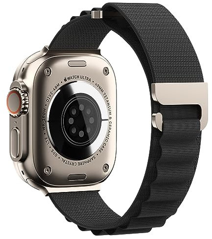 Doando Alpine Loop Compatible with Ultra Strap 42 mm 44 mm 45 mm 49 mm textilem Nylon Robustes Alpine Loop -Balck