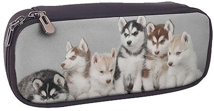 AABSTBFM Lovely Husky Federmäppchen aus Leder – Mehrzweck-Stifttasche und Make-up-Tasche für Schule, Büro und Reisen, Schöne Husky., Einheitsgröße, Schulranzen