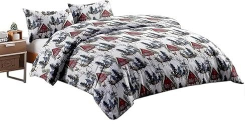 INTRECCI Set di Elegante Copripiumino in Cotone Sacco + Federa/Federe, Parure Sacco Piumone Biancheria Letto più Misure (Set Piazza e Mezza Sacco + 1 Federa, Casette)