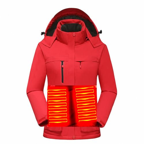 Beheizbare Jacke Damen Elektrische Beheizte Jacke mit 3 Einstellbar Temperatur Warme Jacke USB Heizjacke Funktionsjacke Winddicht Outdoorjacke für Outdoor Motorrad Wandern Skifahren Jagd Camping