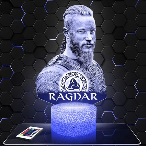 Lampephoto.fr Nachttischlampe - Touch-Nachtlicht Ragnar LothBrok - 3D-LED-Lampe Illusion, Geschenkidee Weihnachten Geburtstag Junge und Mädchen Nachttischlampe Kinder- oder Erwachsenenzimmer TOP
