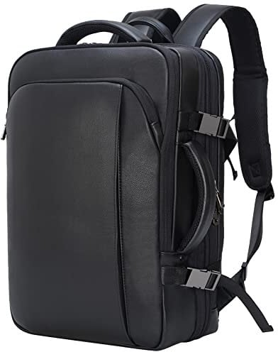 TIDING Rucksack Herren Leder Laptop 15,6 Zoll Laptoptasche Groß Erweiterbar 36L Reiserucksack für Business Arbeit Reisen Lederrucksack