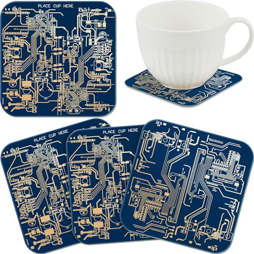 Nuenen Leiterplatten-Untersetzer für Getränke, Leiterplatten-Untersetzer, Eintauchen, Goldplatine, PCB-Design, Ingenieur, Geschenk für Party, Bar, Büro, Geek, Nerd, Ingenieur, Vatertag, Vater,