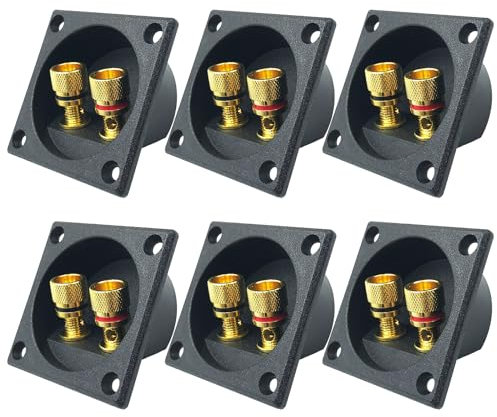 Vegena 6 Stück Lautsprecher Terminal, 2-Wege Lautsprecher Box Terminal, Tasselautsprecher Stecker Lautsprecher Quadrat Spring Cup Inding Post Quadrat Frühling Für DIY Home Auto Stereo Lautsprecher