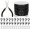 Swpeet 102Pcs Black 3mm by 10 Yard Length Jewelry Making Chains Kit with Jump Rings, Lobster Clasps and Jewelry Plier, Necklace Chains Flat Cable Link Chain Bulk Ideal for DIY Craft Jewel Making