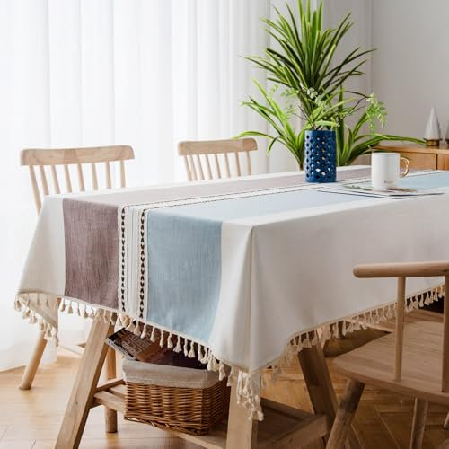 Linzrcrry Tovaglia Rettangolare Tovaglia Cotone Lavabile Tavolo Copritavolo Tovaglia Tavolo Rettangolare con Frange per Cucina Tovaglia Soggiorno Copritavolo moderno Festa Party