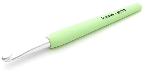 KnitPro Waves Crochet Hooks – 9mm Crochet Hook, Ergonomic Soft Handles, Soft Rubber Grip for Arthritic Hands, Light & Comfortable Crochet Needles for Knitting, Pistachio Bliss