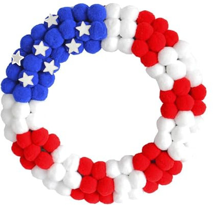 FriendshipHome Patriotic 4th of July Wreath Red White Blue Floral Door Wreath 13x13 Inches Wreath Door Hanger Summer Wreaths for Front Door