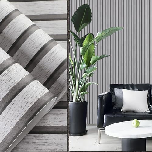 Baketron Grey Wood Panel Wallpaper - Wood Effect Slat Wall Panelling for Living Room, Bedroom, Hallway and Stairs