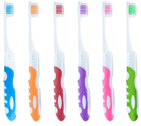 TRKETK 6 Stück Reisezahnbürste, Mini Zahnbürste für Erwachsene Kinder Tragbare Weiche Zahnbürste Kleine Faltbare Reisezahnbürsten Mehrfarbige Zahnbürste mit Weichen Borsten für Reisen Camping Wandern