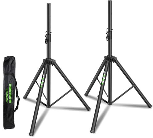 NiuNyuNeu Set of 2 Universal Tripod Speaker Stands Metal Heavy Duty DJ PA Tripod Speaker Stand Height Adjustable from 45'' to 72'' with a Carry Bag