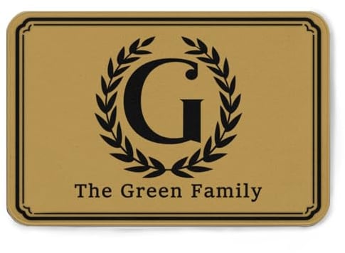 Personalised Welcome Door Mat With Family Name Monogram Initial (Style 4) | Customised For Front Door Outdoor Indoor Entrance, Anti-Slip Backing, Flannel Soft Washable Doormat Rug Carpet