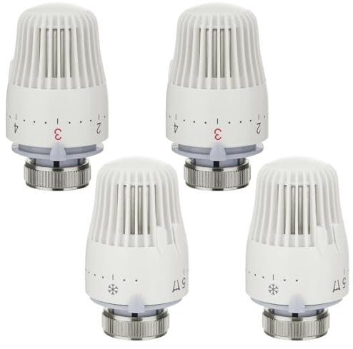 JIZZU 4 Unidades Valvula Termostatica Radiador, Cabezal Termostático Radiador M30 x 1,5, Termostato Radiador con Protección contra Heladas y 1-5 Funciones de Ajuste, Válvula Termostática