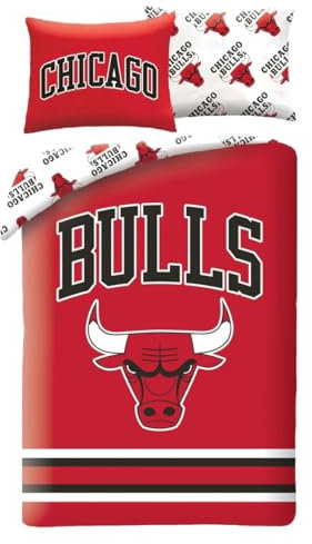 Halantex Basketball Chigago Bulls Basket - Bettwäsche-Set Bettbezug 140 x 200 cm mit Kissenbezug 70 x 90 cm - 100 % Polyester mehrfarbig