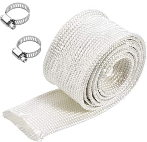 Manchon d'isolation thermique en fibre haute température Namvo 25 mm avec 2 colliers de serrage pour tuyau de condensat de climatiseur, tuyau d'échappement