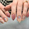 JUSTOTRY 24 Pcs Almond Short False Nails with Flower and Leaf Pattern,Maroon Press on Nails,Glossy Fake Nails Medium for Nail Art,French Oval Stick on Nail for Women Gifts