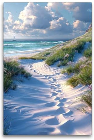 CALVENDO Premium Textil-Leinwand 60 x 90 cm Hochformat Spuren ans Meer | Wandbild, HD-Bild auf Keilrahmen, Wanddekoration, Kunstdruck von Peter Roder