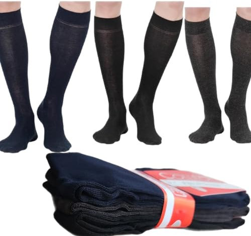 6/9 Paia Calze Lunghe in puro cotone filo di scozia Elasticizzato daUomo Rinforzati su Punta e Tallone, cotone fresco e leggero per l'Ufficio, Prodotto Italiano (9Paia Francesi, 39-42)