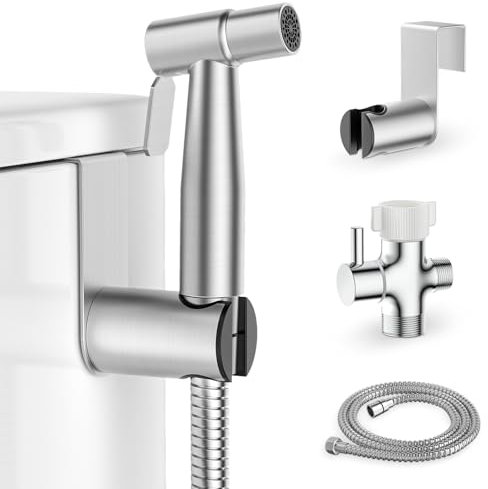 Bidet spray portatile per WC, in acciaio inox, regolabile, con controllo della pressione dell'acqua, kit per bidet da bagno con accessori completi per una migliore igiene personale