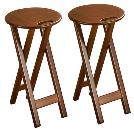 Tabouret De Bar Pliable Lot De 1/2/3/4 Chaise De Bar Pliante Haute Bambou Tabouret Haut Pliant Avec Siège De 32cm Tabouret De Cuisine Hauteur D'assise 60cm Pas D'installation Nécessaire Pour Comptoir(