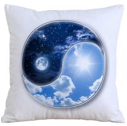 ERRTU Kissenbezug 50x50 cm,Wohnungsdekor, Yin Yang Welt mit Harmonie von Mond und Sonne von,Dekokissen Kissenbezüge Deko Kissen Bezug Wohnzimmer Zierkissen für Sofa Stuhl Bett Garten