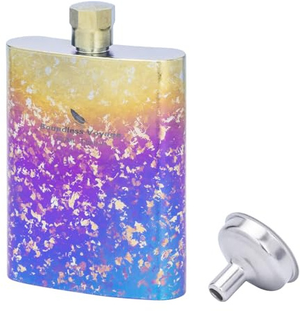 iBasingo Ti3262D Flasque en titane ultralégère pour whisky, vodka, liqueur, voyage, plein air, voyage, pour homme et femme, 100 ml (coloré)