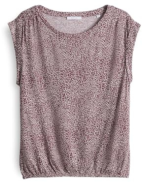 OPUS Damen Kurzarmshirt | Printshirt STRUKI MINIMAL Regular aus ECOVERO™ Viskose Cassis, 44