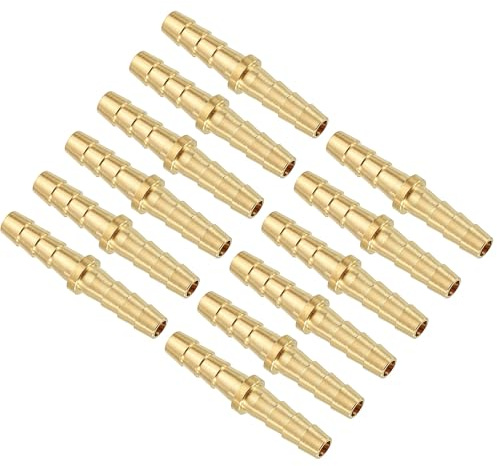 Kozelo Pack of 12 Brass Hose Barb Fittings 3/16(5mm) Hose Barb to 3/16(5mm) Fittings for Water Air Oil Gas Fuel Pipe Connections
