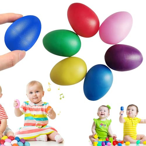 Norhogo 6-piece Colorful Egg Shakers Percussion, Musical Instruments Egg Shakers Set, Easter Egg Maracas, Rattle Eggs Rhythm Toy Shaker, Egg Shakers, Plastic Egg Shakers for Babies and Toddlers