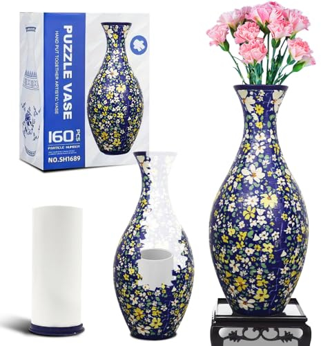 SGZIOO 3D-Puzzle-Vase, 160 Stück 3D-Puzzle-Vase, abnehmbare 3D-Puzzles für Erwachsene, DIY einzigartige Kunst Blumenvase, Puzzles Geschenk für Einweihung, Blumenarrangement, Heimdekoration
