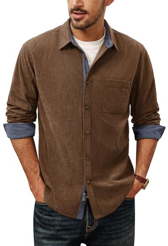 PJ PAUL JONES Hemd Herren Langarm Flanellhemd Regular Fit Cord Hemd