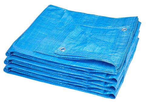 Garronda Lona Impermeable con Ojales 60 g/m² 10x10 m Azul GD-0162 | Lona de suelo para camping, ligera, flexible y lavable; cubierta de jardín y protección contra polvo para uso exterior