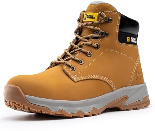 Black Hammer Men’s Ridge Safety Boots | Suede Leather S3 SRC HRO Work Boots | Steel Toe & Midsole Protection, Water Resistant Industrial Footwear (9 UK)