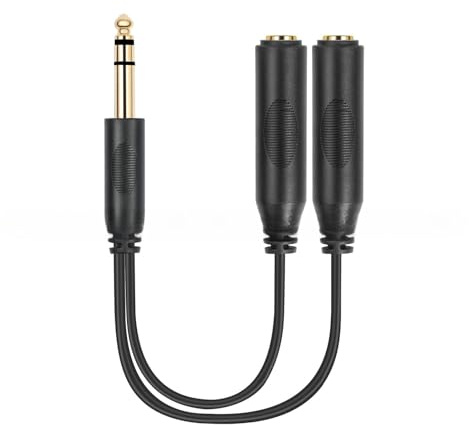 Dolaso 1 Pcs 6.5mm Headphone Splitter, 6.5mm Male to 2 Dual Female Earphone Jack Adapter, Headphone Splitter, Male to Female Aux Extension Cord for, Earphone, Speaker, MP3 Player(20cm)