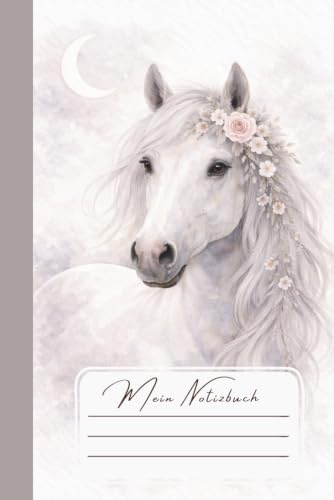 Pferde Notizbuch Boho – Mein Notizbuch mit ruhigem Pferde-Design | Liniertes Geschenk-Notizbuch für Frauen: Pferde Notizbuch Boho für freie Notizen – ... im DIN A5 Format, Geschenkidee für Pferdefans
