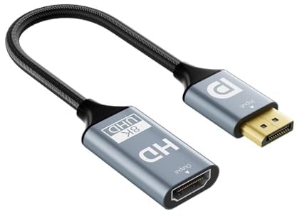 Adaptateur DP 1.4 vers HDMI 2.1, 8K @ 60Hz, 4K @ 144Hz, adaptateur unidirectionnel DisplayPort vers HDT, mâle vers femelle, pour connecter des ordinateurs avec interface DP et des écrans avec
