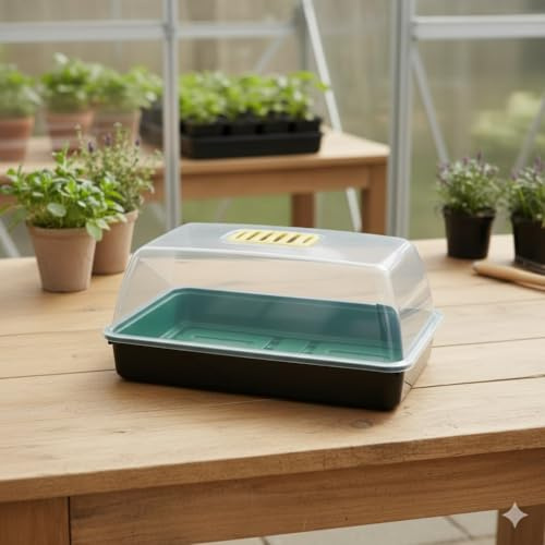 Shop4allsorts 38cm Greenhouse Propagator Set - Reusable Seed Tray With Lid - Propagator Seed Tray, Gravel Tray & Clear Vented Cover - Germination Tray Set.