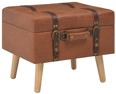 Mhdvray Tabouret avec espace de rangement, 40 cm, marron clair, pieds en bois massif, avec compartiment de rangement, design moderne, robuste, pour salon, chambre à coucher, couloir, balcon