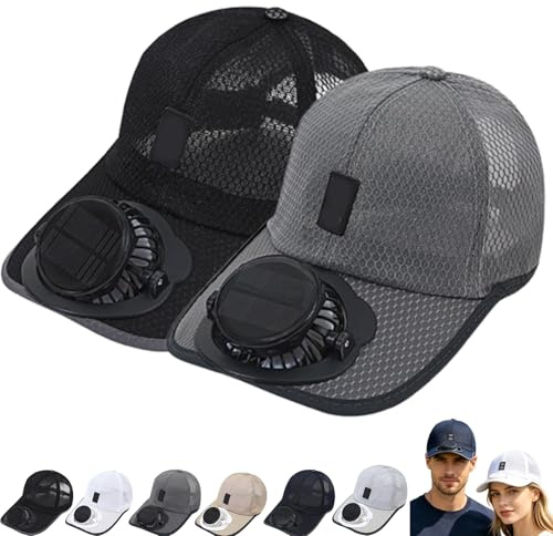Baseball Cap mit Ventilator Solar Erwachsene, leichte Sommer Kappe mit Ventilator für Herren Damen, USB-ladbare Mütze mit Lüfter, verstellbare Sonnenkappe für Outdoor