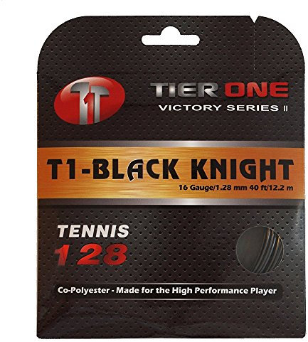 Tier One Sports Black Knight - Co-Poly Tennis String for The High Performance Player (Set - Black, 16 Gauge (1.28 mm) - 12,2 m Set)