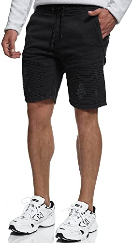 Indicode Herren Ernest Jeans Shorts mit Taschen Used Look aus 98% Baumwolle | Lässige Herrenshorts für Alltag und Freizeit im Used-Look, Jeansshorts, Bermudas, Sommerhose, kurze Denim Hose für Männer