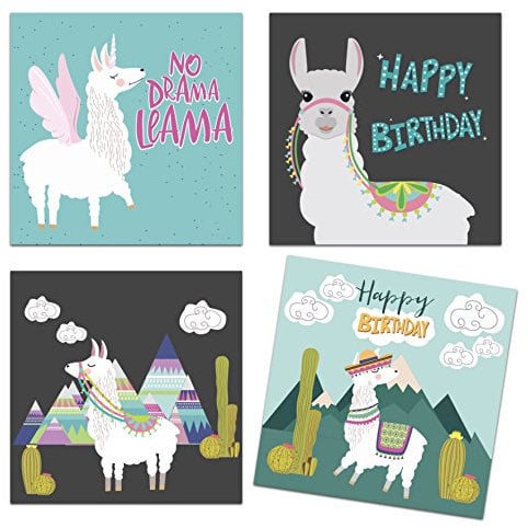 Lama Postkarten Set 4er, Llama Postkarten